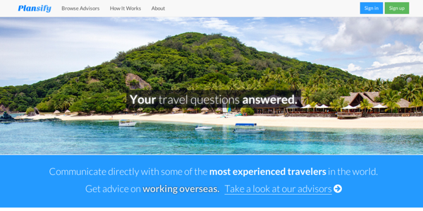 「PLANSIFY」―旅行アドバイスを手軽に受けられるサービス